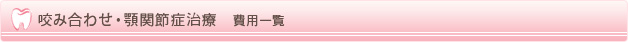 咬み合わせ・顎関節症治療　費用一覧